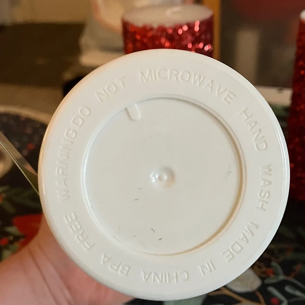 Kate Spade White Tumbler with Red and Gold Accents